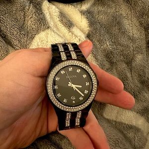 Black Bulova Men’s Crystal Stainless Steel Watch - 98B251